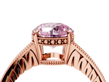 Rose gold Fancy Pink Round  Solitaire Pavé Diamond Milgrain Engagement Ring with Four-Prong Setting_4