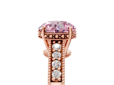 Rose gold Fancy Pink Round  Solitaire Pavé Diamond Milgrain Engagement Ring with Four-Prong Setting_5
