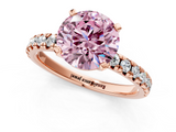 Rose gold Fancy Pink Round  Solitaire Pave Diamond Engagement Ring with Four-Prong Setting_1