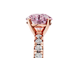 Rose gold Fancy Pink Round  Solitaire Pave Diamond Engagement Ring with Four-Prong Setting_5