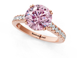 Rose gold Fancy Pink Round  Solitaire Pave Diamond Engagement Ring with Prong Setting_1