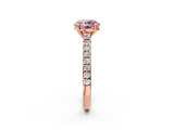 Rose gold Fancy Pink Round  Solitaire Pave Diamond Engagement Ring with Prong Setting_2