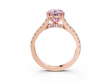 Rose gold Fancy Pink Round  Solitaire Pave Diamond Engagement Ring with Prong Setting_3