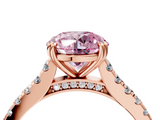 Rose gold Fancy Pink Round  Solitaire Pave Diamond Engagement Ring with Prong Setting_4