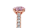 Rose gold Fancy Pink Round  Solitaire Pave Diamond Engagement Ring with Prong Setting_5