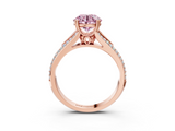 Rose gold Fancy Pink Round  Solitaire Pave Split Shank Engagement Ring with Six-Prong Setting_3