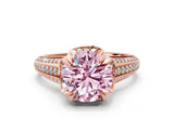 Rose gold Fancy Pink Round  Solitaire Pave Split Shank Ring with Four-Prong Setting_131