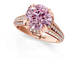 Rose gold Fancy Pink Round  Solitaire Pave Split Shank Ring with Four-Prong Setting_132