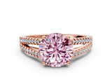 Rose gold Fancy Pink Round  Solitaire Split Shank Pavé Diamond Engagement Ring