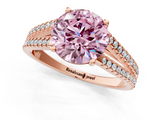 Rose gold Fancy Pink Round  Solitaire Split Shank Pavé Diamond Engagement Ring_1