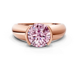 Rose gold Fancy Pink Round  Solitaire Tension Set Diamond Ring with Wide Band
