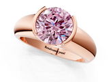 Rose gold Fancy Pink Round  Solitaire Tension Set Diamond Ring with Wide Band_1