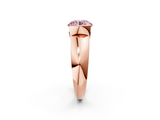 Rose gold Fancy Pink Round  Solitaire Tension Set Diamond Ring with Wide Band_2