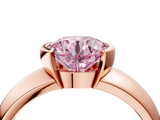 Rose gold Fancy Pink Round  Solitaire Tension Set Diamond Ring with Wide Band_4