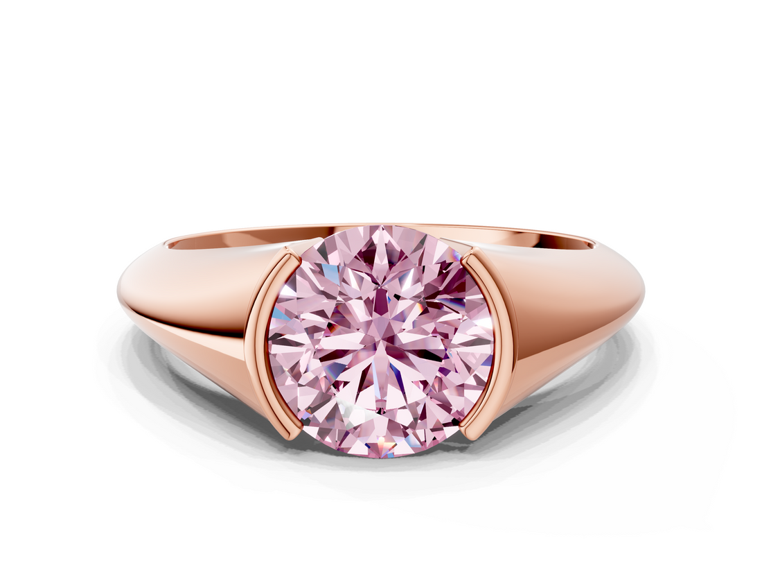 Rose gold Fancy Pink Round  Solitaire Tension Set Diamond Ring