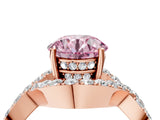 Rose gold Fancy Pink Round  Solitaire Twist Band Pavé Diamond Engagement Ring_101
