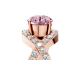 Rose gold Fancy Pink Round  Solitaire Twist Band Pavé Diamond Engagement Ring_102
