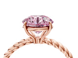 Rose gold Fancy Pink Round  Solitaire Twist Band Ring with Four-Prong Setting_16