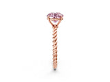 Rose gold Fancy Pink Round  Solitaire Twist Band Ring with Four-Prong Setting_68