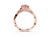 Rose gold Fancy Pink Round  Solitaire Twist Band Six-Prong Setting 4
