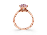 Rose gold Fancy Pink Round  Solitaire Twist Band with Leaf Prong Setting 4