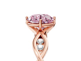 Rose gold Fancy Pink Round  Solitaire Twist Band with Leaf Prong Setting