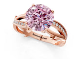 Rose gold Fancy Pink Round  Solitaire Twist Band with Pavé Accents and Four-Prong Setting_21
