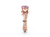 Rose gold Fancy Pink Round  Solitaire Twist Band with Pavé Accents and Four-Prong Setting_22
