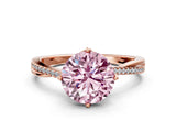 Rose gold Fancy Pink Round  Solitaire Twist Band with Pavé Diamonds and Four-Prong Setting_47