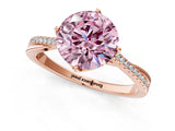 Rose gold Fancy Pink Round  Solitaire Twist Band with Pavé Diamonds and Four-Prong Setting_48
