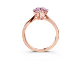 Rose gold Fancy Pink Round  Solitaire Twist Band with Pavé Diamonds and Four-Prong Setting_50