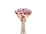 Rose gold Fancy Pink Round  Solitaire Twist Band with Pavé Diamonds and Four-Prong Setting_52