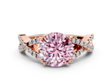 Rose gold Fancy Pink Round  Solitaire Twist Band with Pavé Setting and Four-Prong Setting