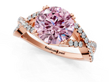 Rose gold Fancy Pink Round  Solitaire Twist Band with Pavé Setting and Four-Prong Setting_1