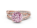 Rose gold Fancy Pink Round  Solitaire Twist Band with Pavé Setting and Four-Prong Setting