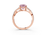Rose gold Fancy Pink Round  Solitaire Twist Band with Pavé Setting and Four-Prong Setting_3