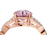 Rose gold Fancy Pink Round  Solitaire Twist Band with Pavé Setting and Four-Prong Setting_4