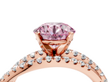 Rose gold Fancy Pink Round  Solitaire Twist Band with Pavé Setting and Four-Prong Setting_4