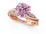 Rose gold Fancy Pink Round  Solitaire Twist Band with Pave Prong Setting_1