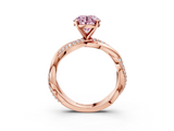 Rose gold Fancy Pink Round  Solitaire Twist Band with Pave Prong Setting_3