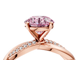 Rose gold Fancy Pink Round  Solitaire Twist Band with Pave Prong Setting_4