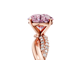 Rose gold Fancy Pink Round  Solitaire Twist Band with Pave Prong Setting_5