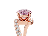 Rose gold Fancy Pink Round  Solitaire Twist Band with Pave Set Diamonds and Four-Prong Setting_5