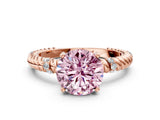 Rose gold Fancy Pink Round  Solitaire Twisted Band Prong Set Engagement Ring_34