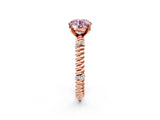 Rose gold Fancy Pink Round  Solitaire Twisted Band Prong Set Engagement Ring_36