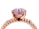Rose gold Fancy Pink Round  Solitaire Twisted Band Prong Set Engagement Ring_38