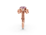 Rose gold Fancy Pink Round  Solitaire Twisted Band Scroll Prong Ring_5