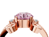 Rose gold Fancy Pink Round  Solitaire Twisted Band Scroll Prong Ring_7