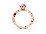 Rose gold Fancy Pink Round  Solitaire Twisted Band with Bead Prong Setting_54