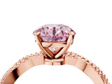 Rose gold Fancy Pink Round  Solitaire Twisted Band with Bead Prong Setting_55